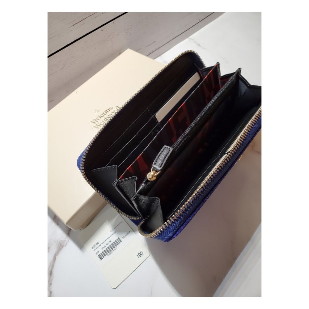 Vivienne Westwood Long Zip Round Wallet BLUE - Picture 5 of 7